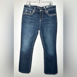 Miss Me Metallic Embroidered Embellished Pocket Mid-Rise Curvy Boot Jeans 31